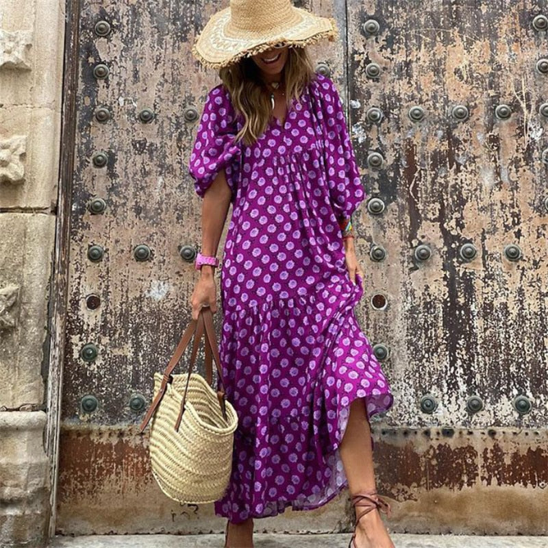 Levoire | Robe À Imprimé Rétro Violet foncé