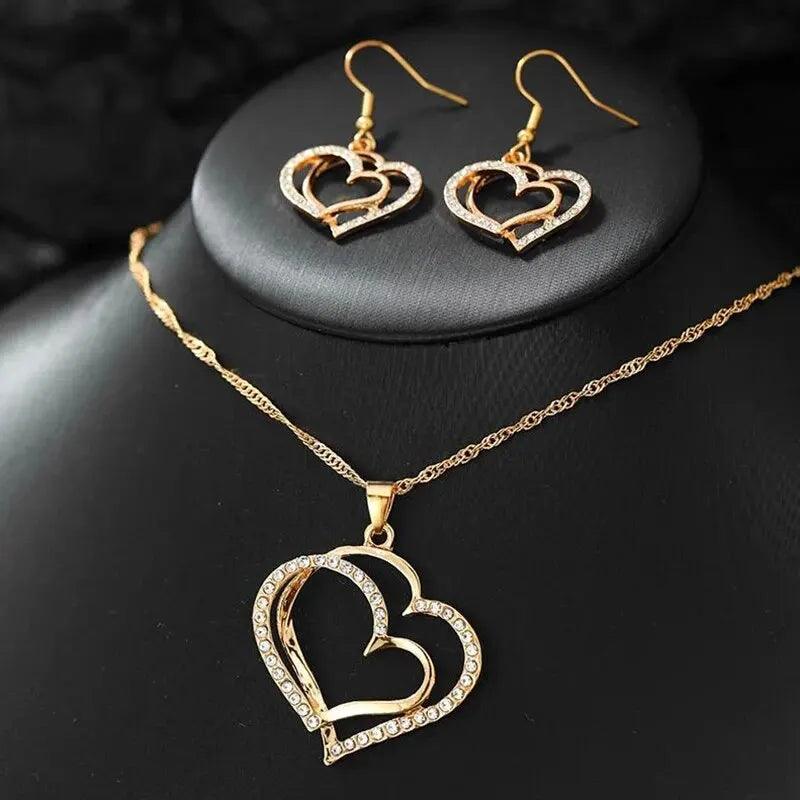 Levoire | Doppelherz Strass Collier & Ensemble De Boucles D'Oreilles
