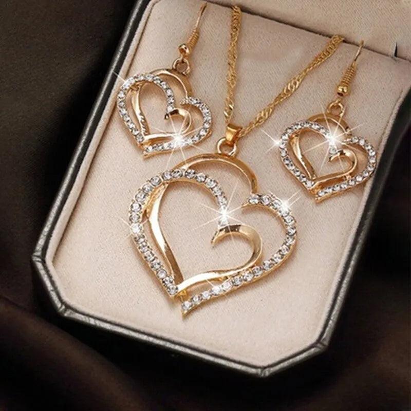 Levoire | Doppelherz Strass Collier & Ensemble De Boucles D'Oreilles Ou