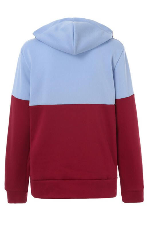 Levoire | Sweat à capuche zippé à deux couches avec blocs de couleur à manches longues Plus velours college sweatshirt