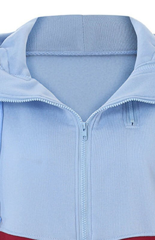 Levoire | Sweat à capuche zippé à deux couches avec blocs de couleur à manches longues Plus velours college sweatshirt