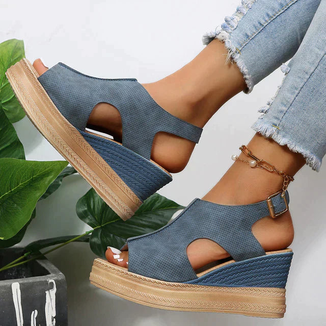 Levoire | Sandales Compensées À La Mode Bleu