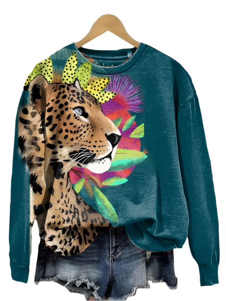 Levoire | Sweat-Shirt À Manches Longues Avec Motif Animal Et Floral Pour Femmes Multicolore