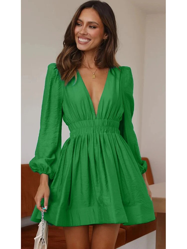 Levoire | Robe De Fête Confortable À Décolleté En V Vert