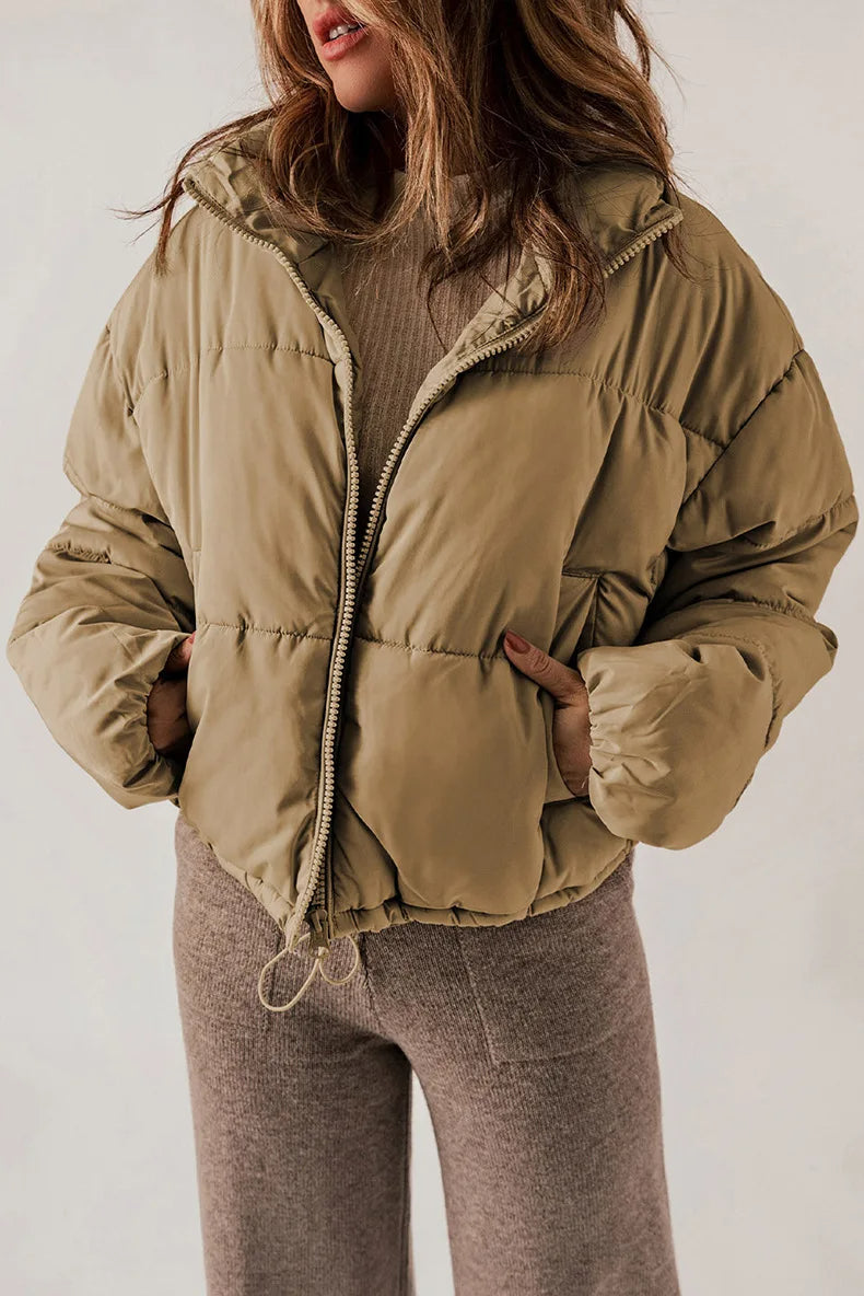 Levoire | Veste En Doudoune À Col Montant À Manches Longues Avec Zip Khaki