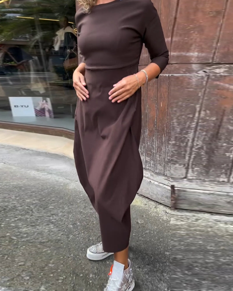 Levoire | Mélosér Style Avec Coupe Flatteuse Robe Café - Épuisé