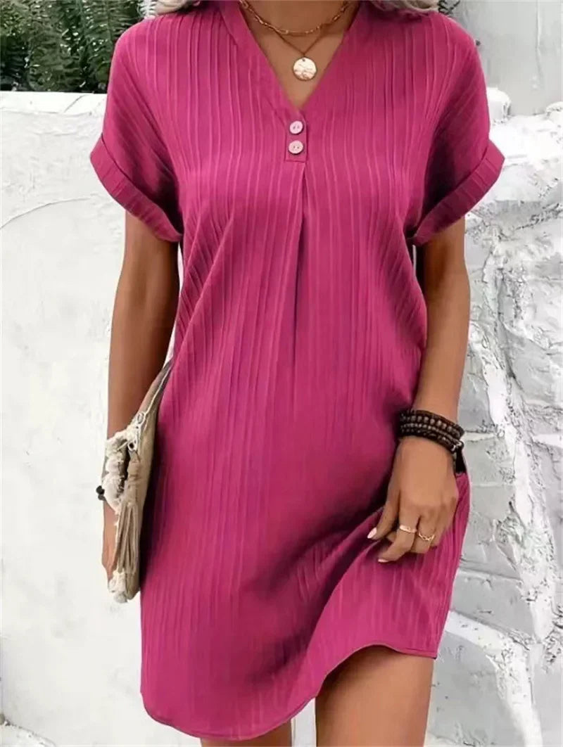 Levoire | Robe V Décolleté Confortable Légère Et Élégante Rosa