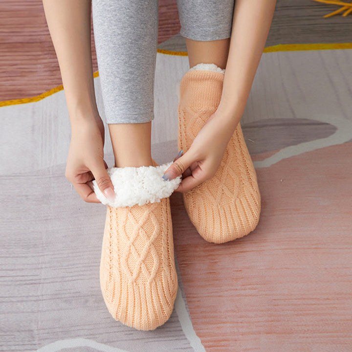 Levoire | Chaussons Doublés Brillants Avec Semelle Anti-Dérapante Pour Hommes Et Femmes Abricot