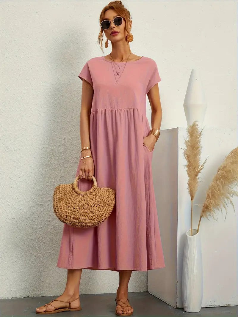 Levoire | Robe Classique Avec Poches Rosa