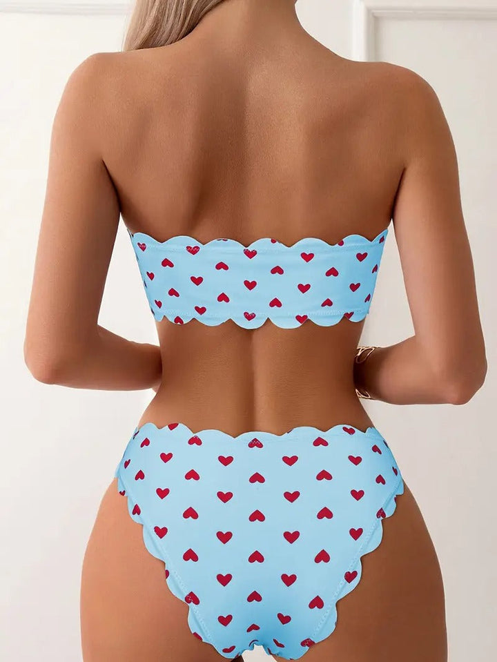 Levoire | Ensemble De Bikini Bandeau Avec Motif De Cœur Pour Femmes