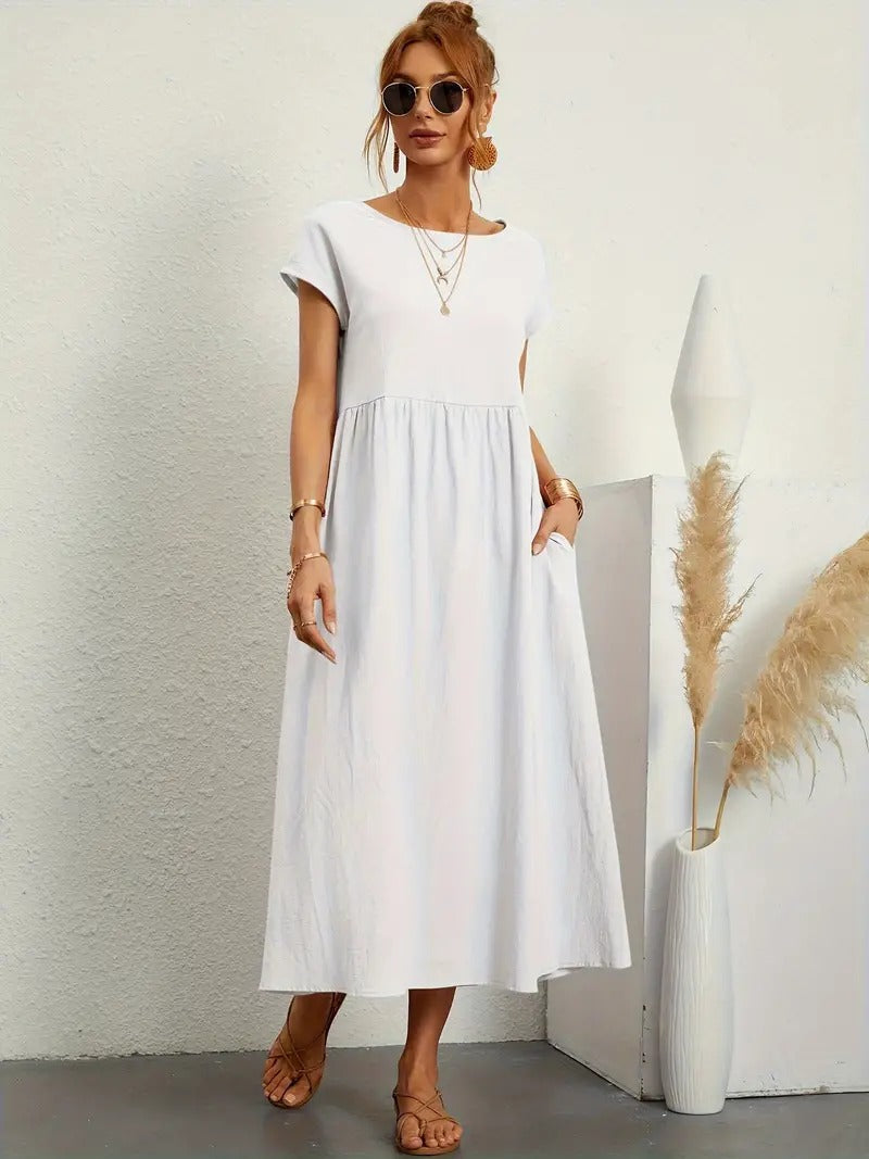 Levoire | Robe Sans Manches Avec Sac À Main Pour Femmes Blanc