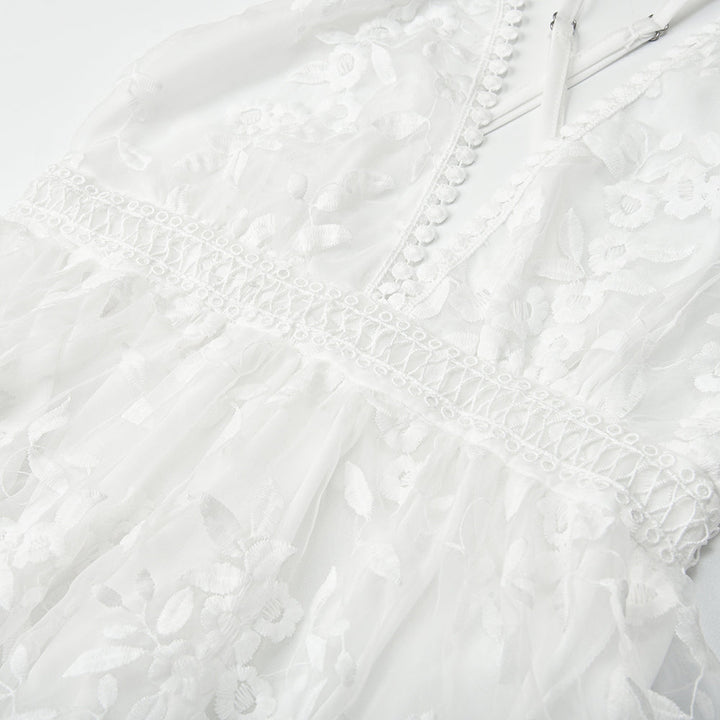 Levoire | Robe De Cocktail Broderie De Fleurs Réseau Dentelle