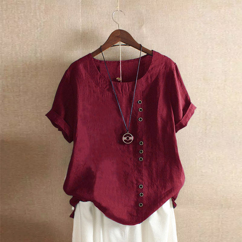 Levoire | T-Shirt Uni Avec Encolure Ronde Et Manches Courtes vin rouge