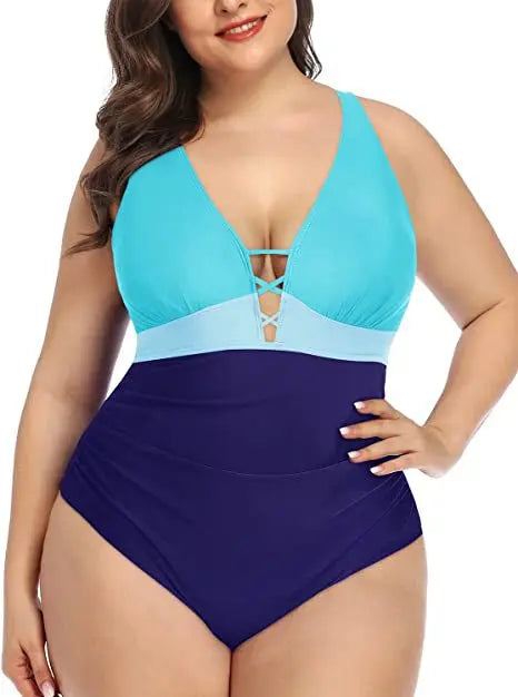 Levoire | Maillot De Bain Floral Décolleté En V Séduisant Bleu b