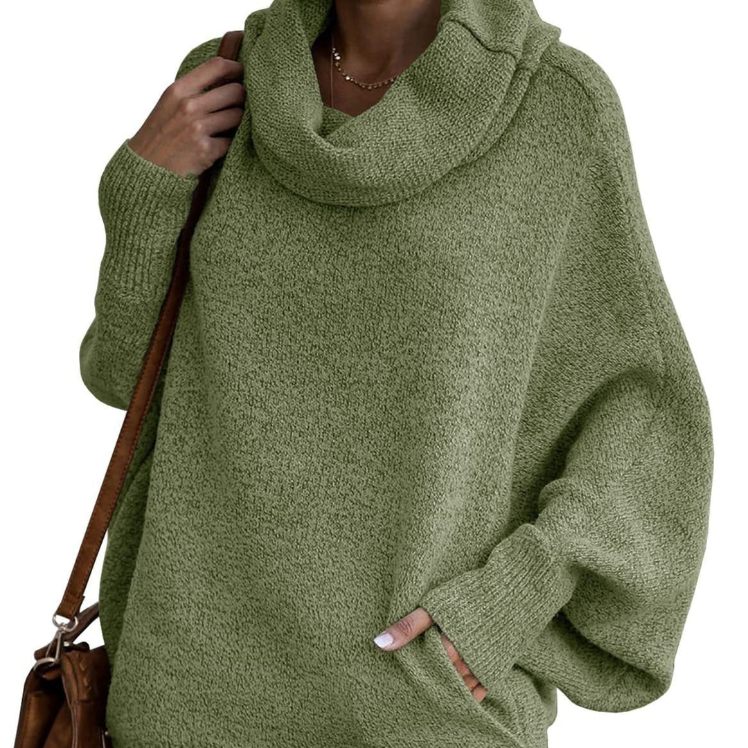 Levoire | Loose Short Lantern Sleeve Cuff Collar Sweater Jacket With Pockets Vert