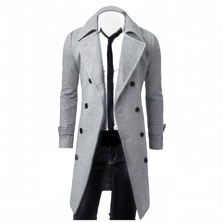 Levoire | Manteau En Laine À Double Bouton Enger Avec Revers Élégants Gris