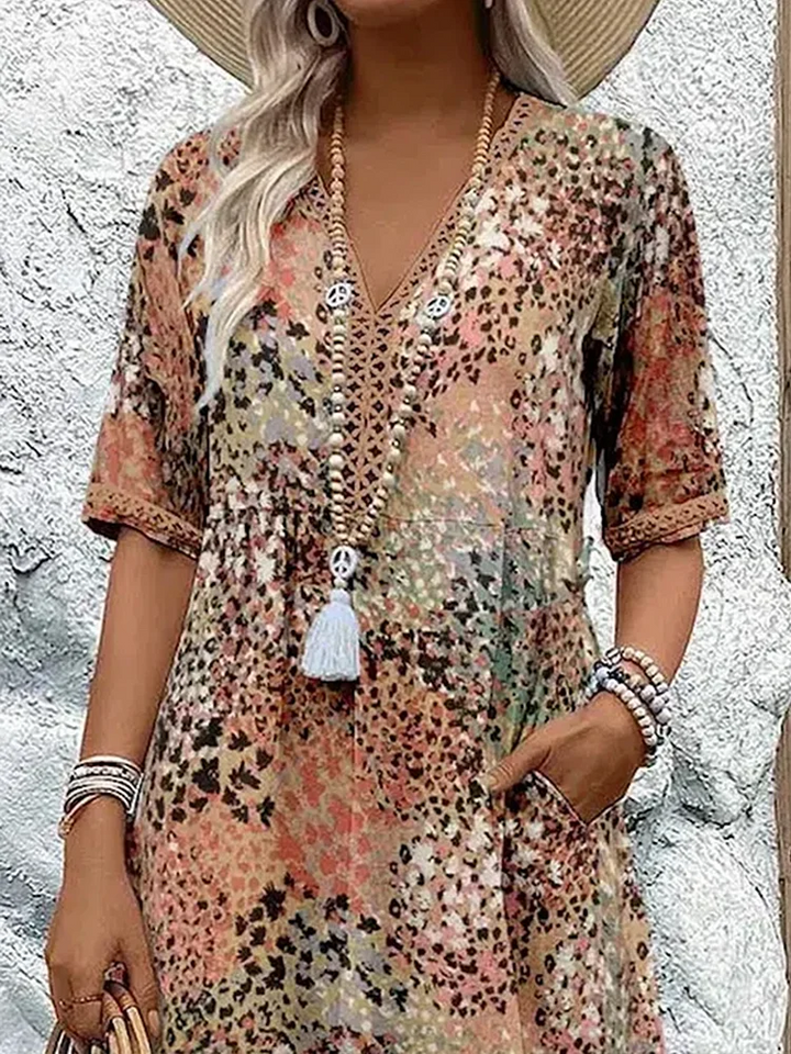Levoire | Robe Midi Avec Un Imprimé Vivant