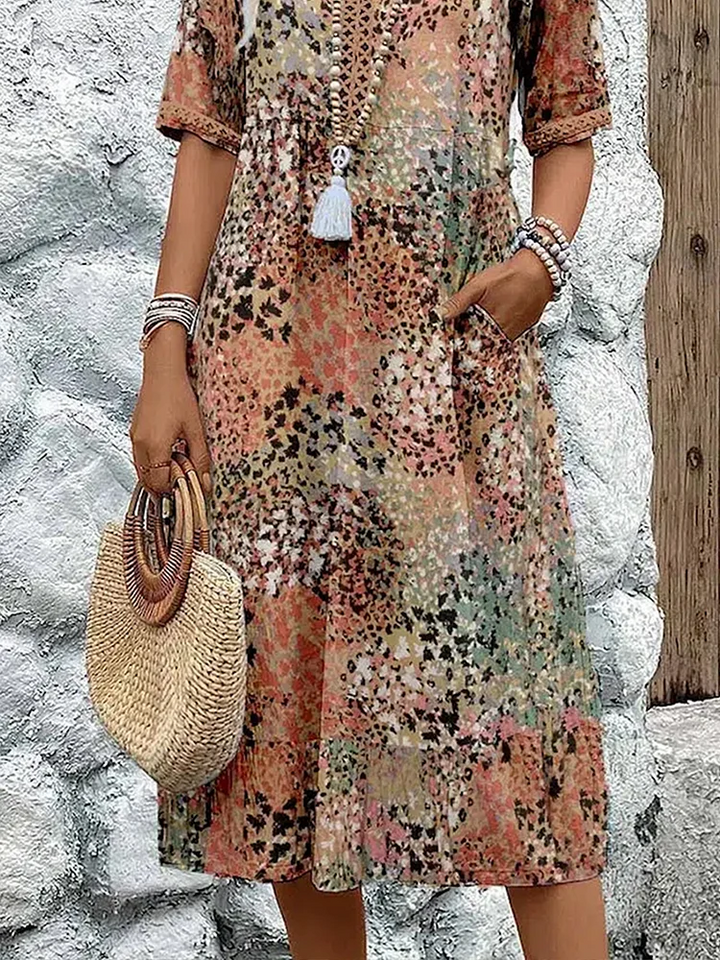 Levoire | Robe Midi Avec Un Imprimé Vivant