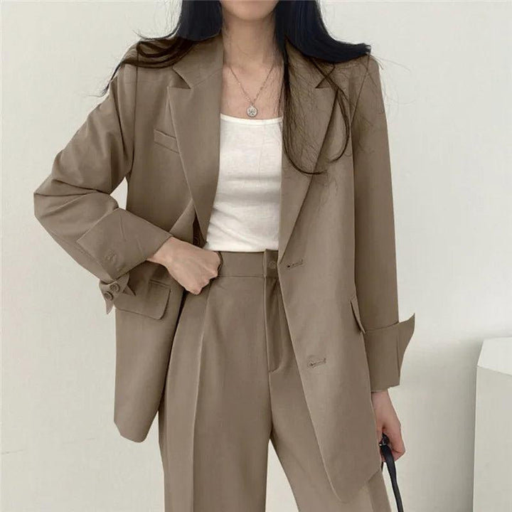 Levoire | Sur Mesure Blazer Et Pantalons Droits Set Pour Femmes Braun
