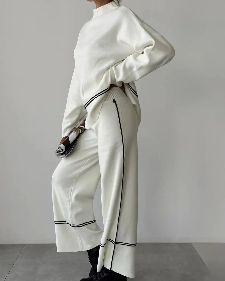 Levoire | Femmes Colorblock Deux Pièces Tenue Pour Un Usage Quotidien Blanc