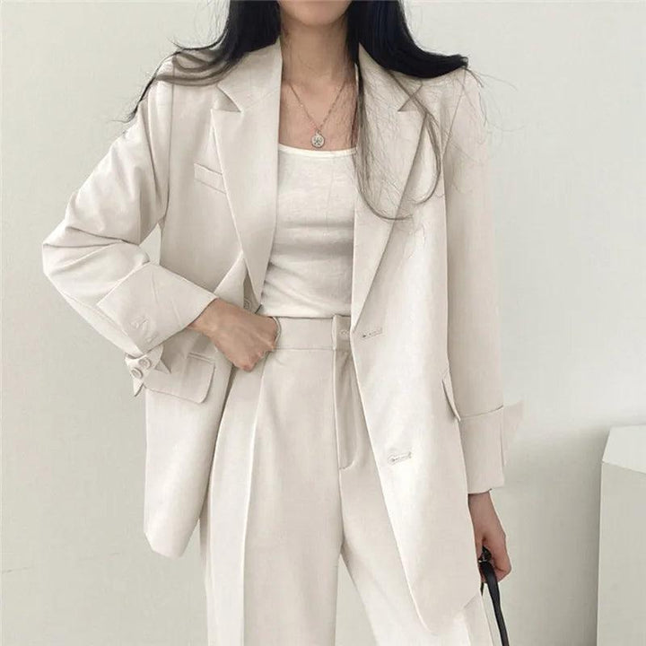 Levoire | Sur Mesure Blazer Et Pantalons Droits Set Pour Femmes Blanc
