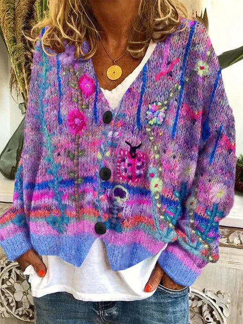 Levoire | Veste Maille Rétro pour Femmes Lila