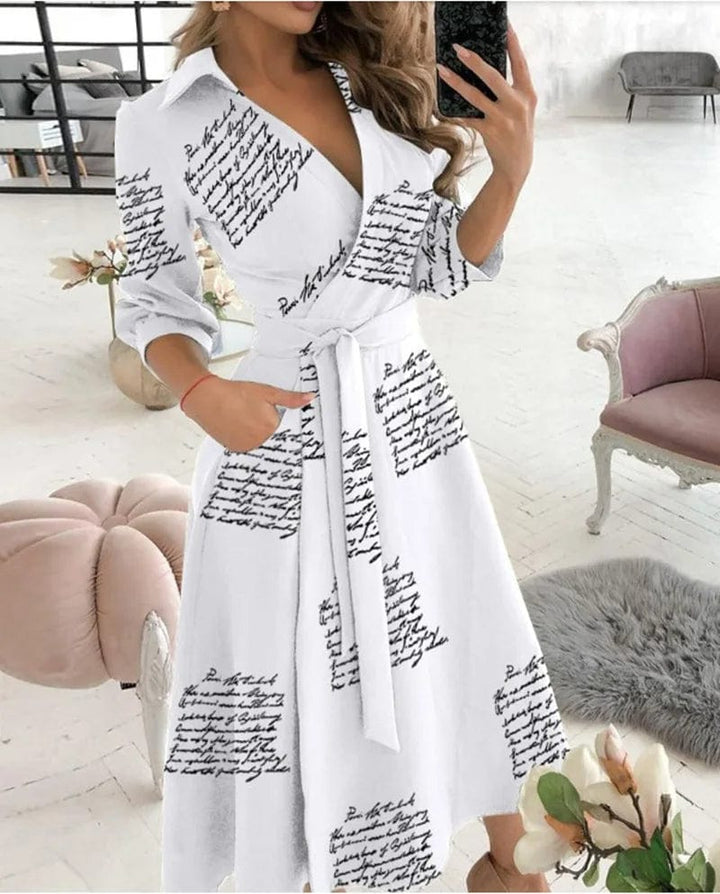 Levoire | Élégante Robe Midi Enveloppante Impression de brève