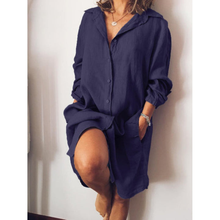 Levoire | Blouse Estivale En Lin Avec Coupe Fluide Bleu fonce