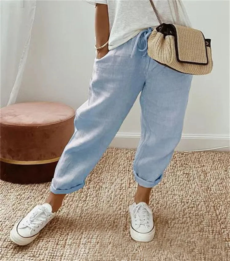 Levoire | Pantalon Aéré Confortable Avec Nœud Bleu