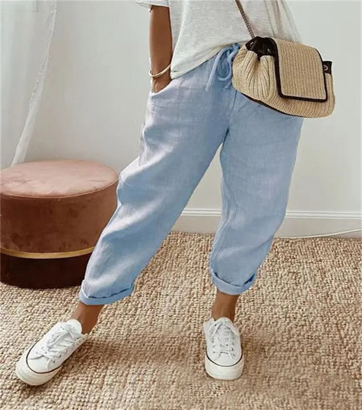 Levoire | Pantalon Aéré Confortable Avec Nœud Bleu