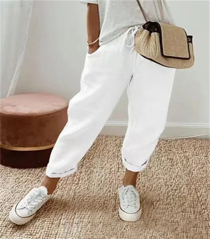 Levoire | Pantalon Aéré Confortable Avec Nœud Blanc