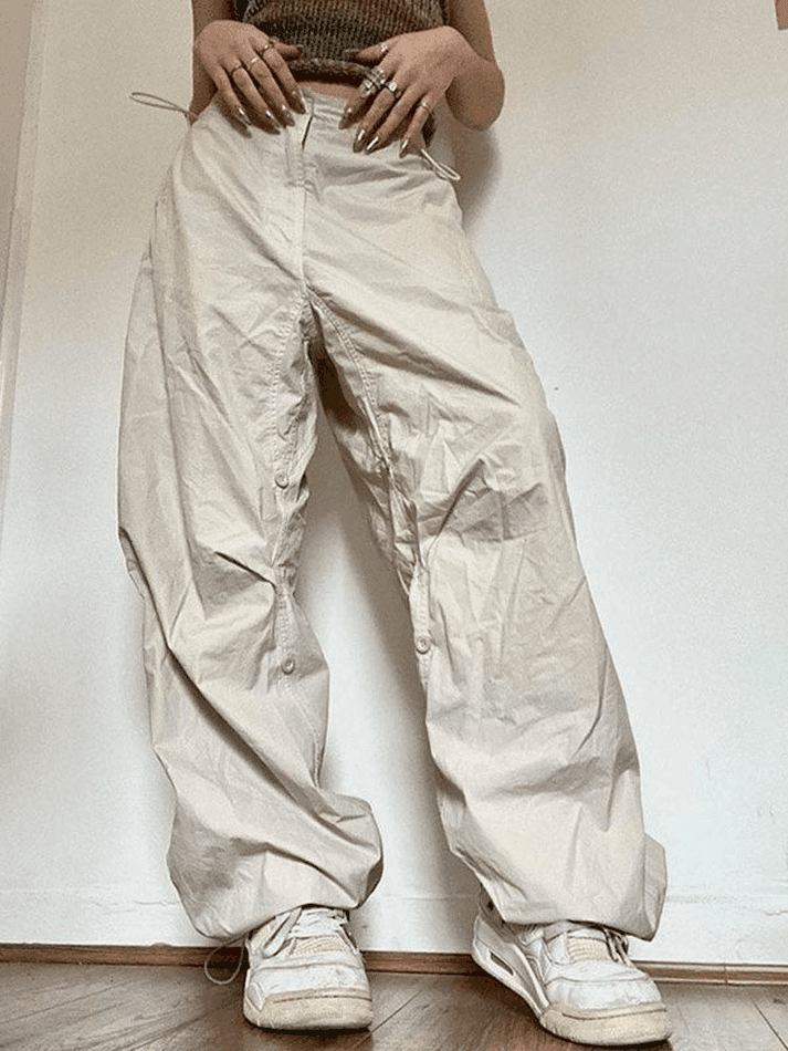 Levoire | Fermeture À Lacets Bas Taille Pantalon Cargo Baggy Beige