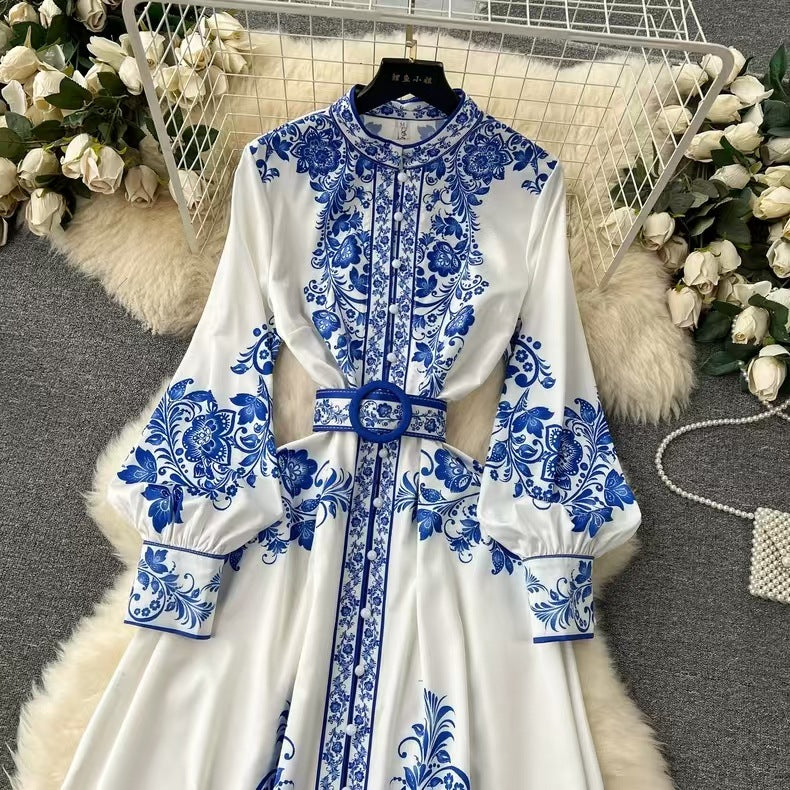 Levoire | Robe Midi À Manches Froncées Tailleur À La Taille Style Décontracté Et Élégant Pour Toutes Les Saisons