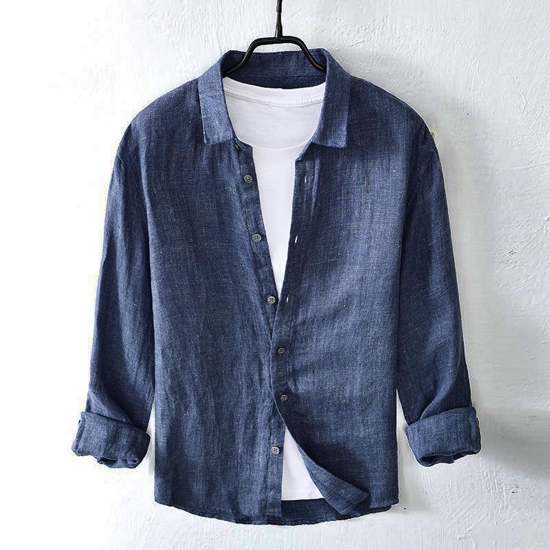 Levoire | Chemise en lin à manches longues Bleu