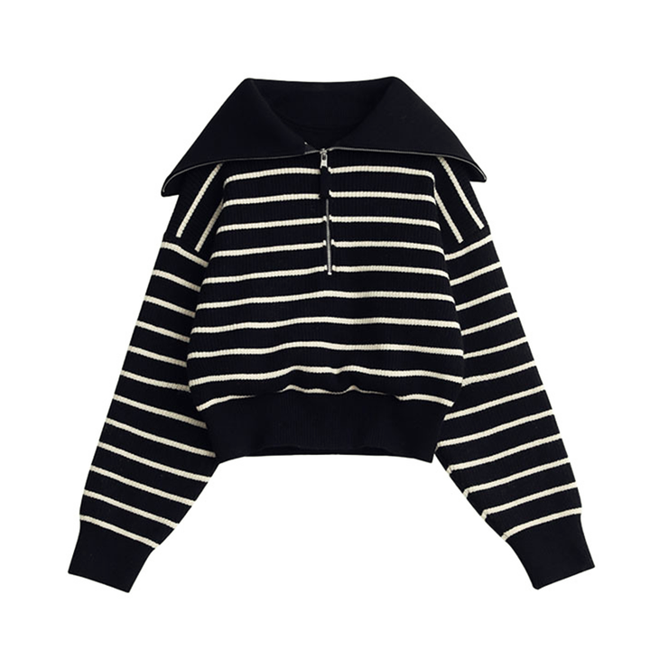 Levoire | Pull Manches Longues Rayé Fermeture Semi-Ventilée