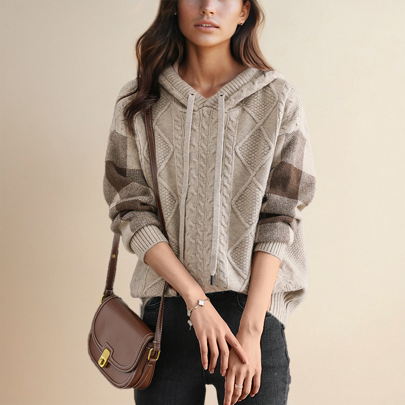 Levoire | Adjustable Hooded Sweatshirt With Long Sleeves, With Hood And Drawstring Beige Une taille