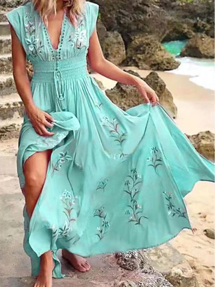 Levoire | V-Découpe-En-Col Fleurs Imprimé Maillot De Bain Bleu