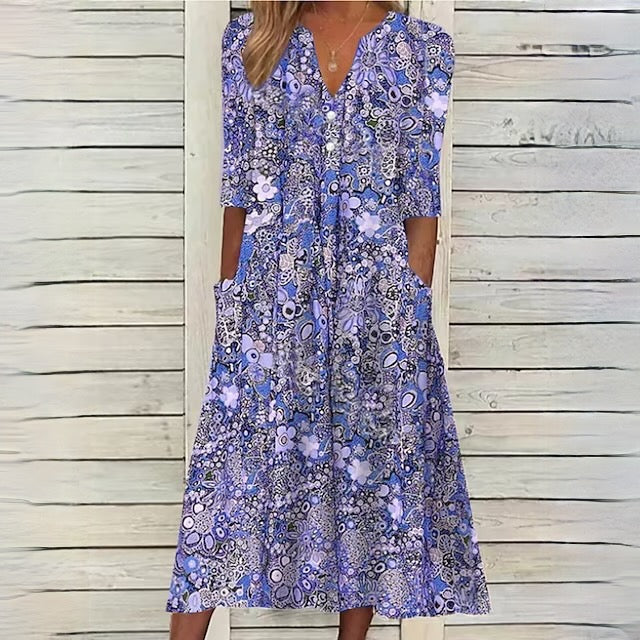 Levoire | Robe À Fleurs Motif Floral Robe Bleu