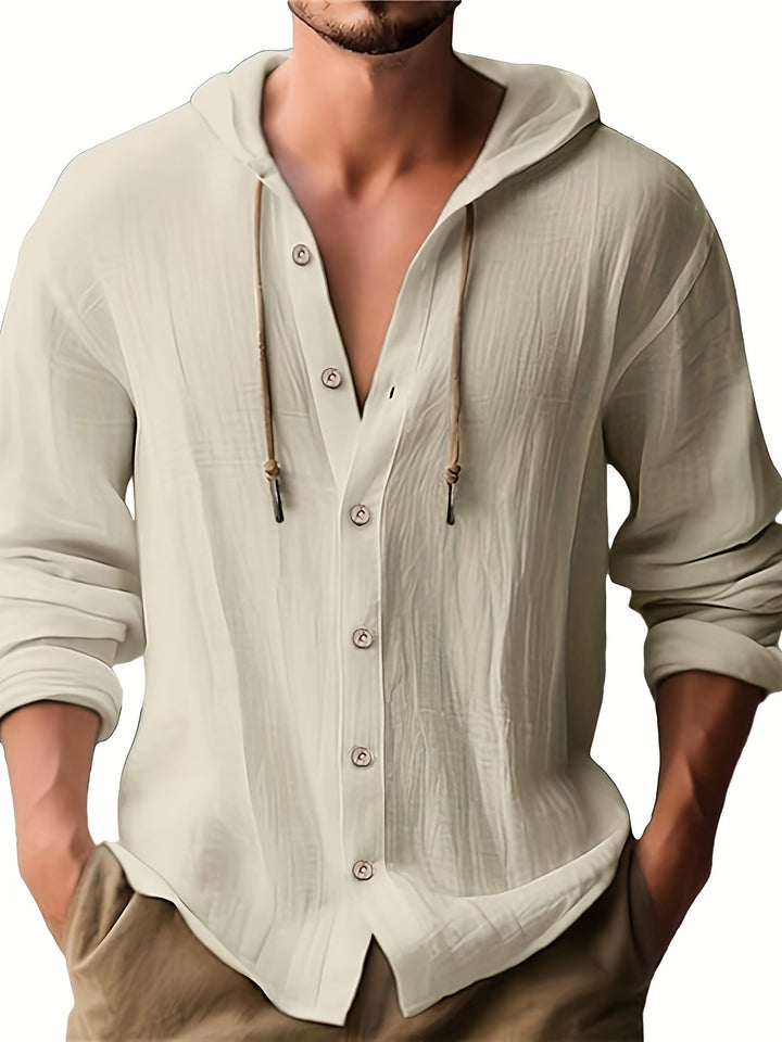 Levoire | Veste Pour Hommes À Capuche En Coton Pur Abricot