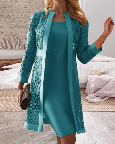 Levoire | Robe En Dentelle Luxe Bleu-vert