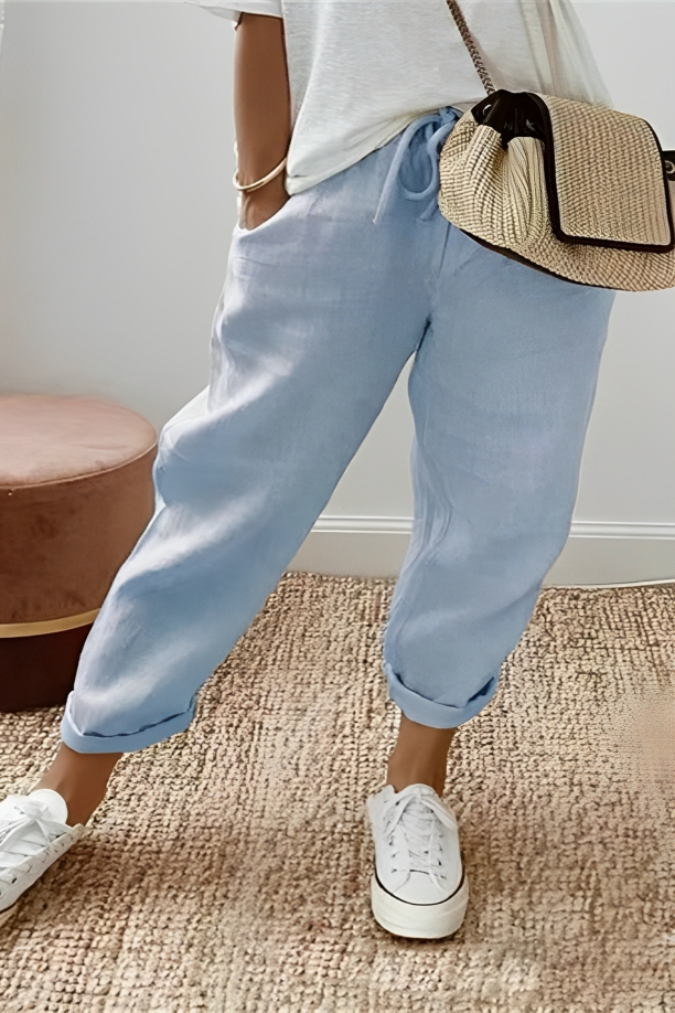 Levoire | Pantalon uni avec cordon de serrage et poche oblique Bleu