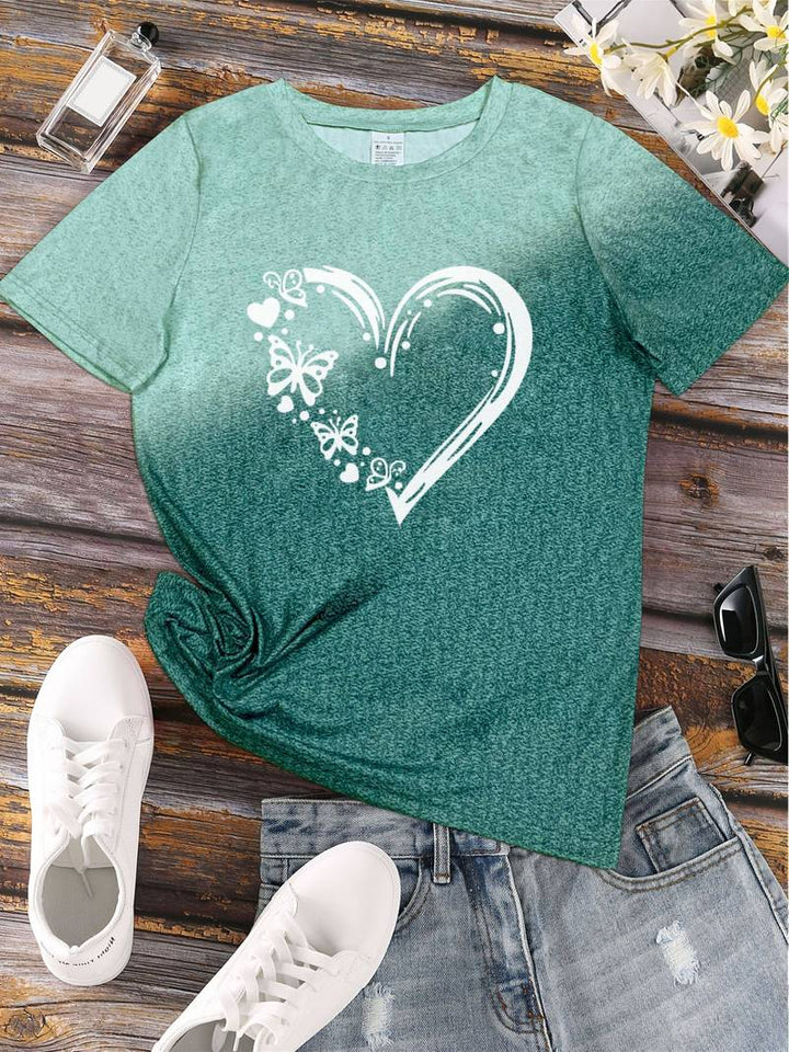 Levoire | T-Shirt Avec Impression De Cœur De Papillon Et Col Rond