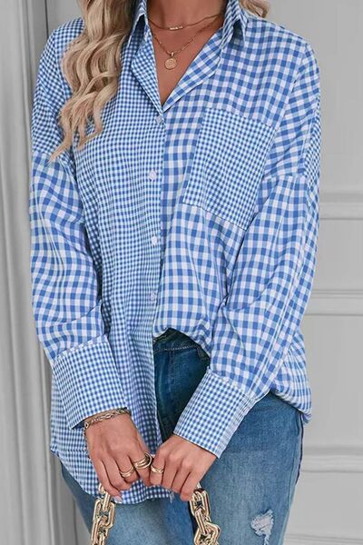 Levoire | Chemise À Boutons À Carreaux À Manches Longues Bleu clair