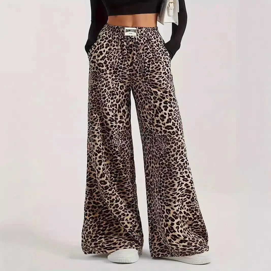 Levoire | Pantalons droits décontractés taille haute en imprimé léopard Motif léopard
