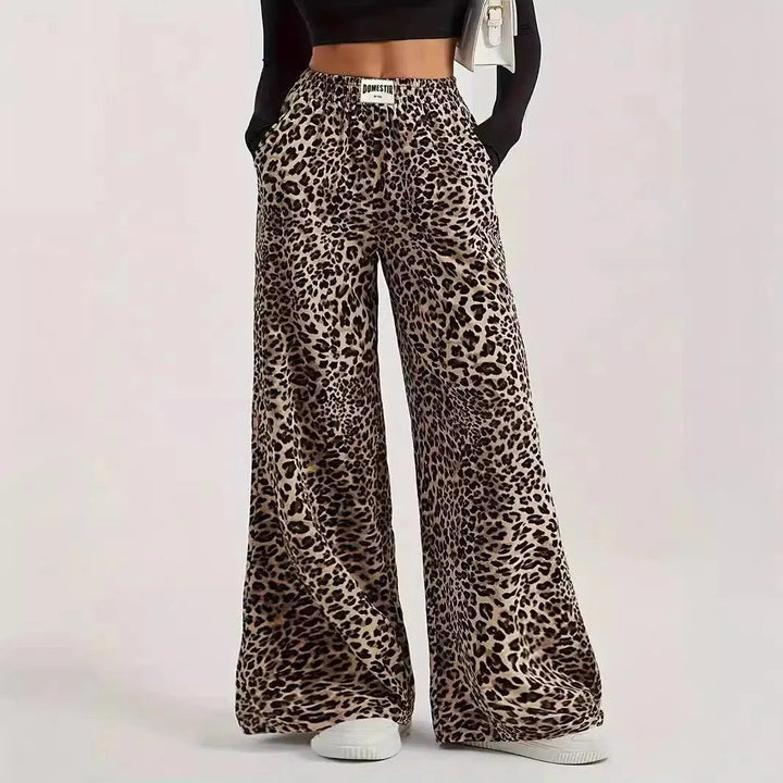 Levoire | Pantalons droits décontractés taille haute en imprimé léopard Motif léopard