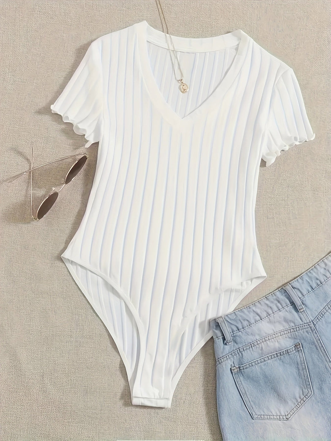 Levoire | Body Uni Avec Décolleté En V Blanc