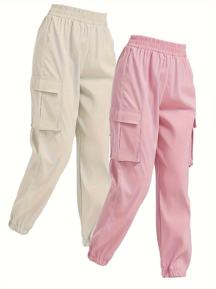 Levoire | Pantalons Cargo Jogger Durables, 2 Pièces Rosa+Abricot