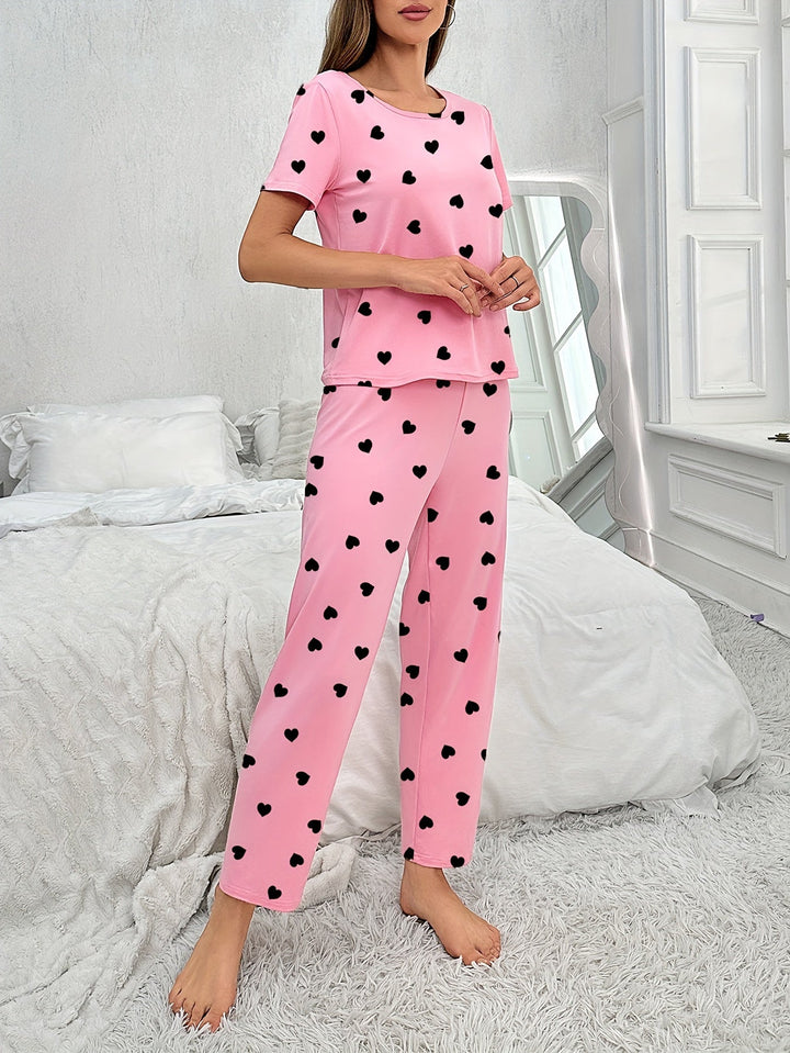 Levoire | Ensemble De Pyjama Femme À Motif De Cœur