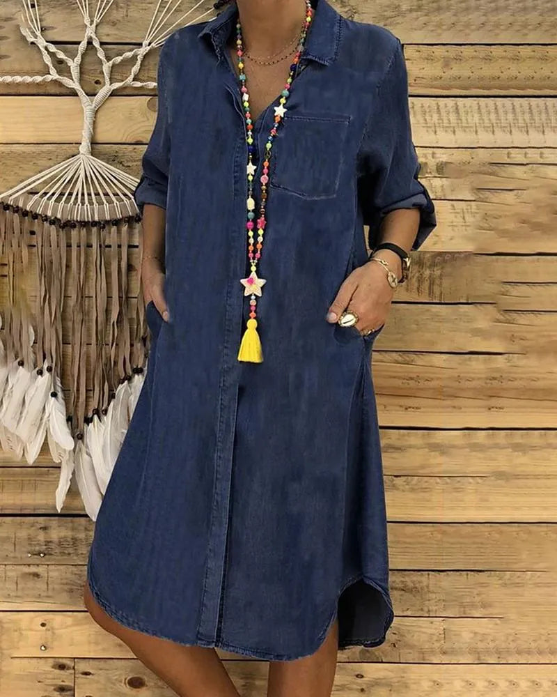 Levoire | Robe D'Été Col Rond Robe Décontractée Plissée Merensininen