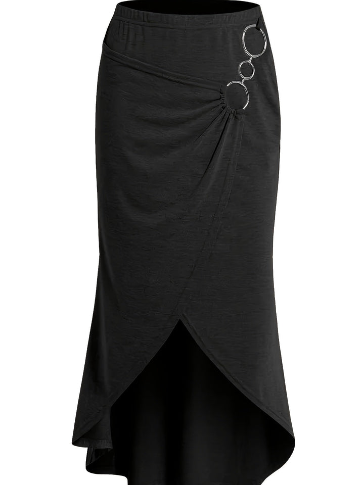 Levoire | Jupe Portefeuille Simple Et Décontractée Avec Taille Haute Noir
